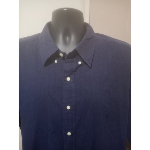 Ralph Lauren Mens Short Sleeve Button Down Shirt Navy Blue 2XB 2XLT Cotton - Picture 5 of 13